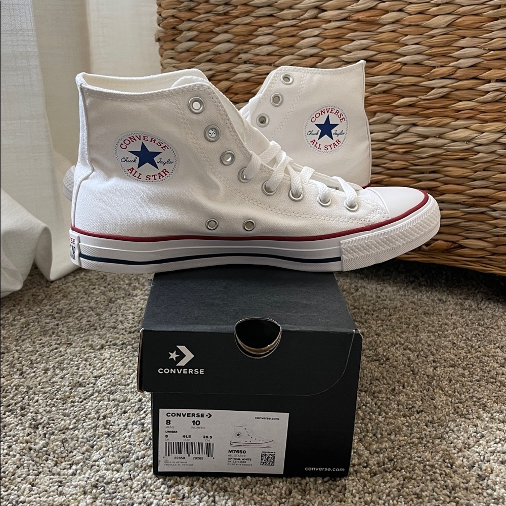Converse Chuck Taylor All Star Hi White Canvas Sneakers Women’s 10 NWOT